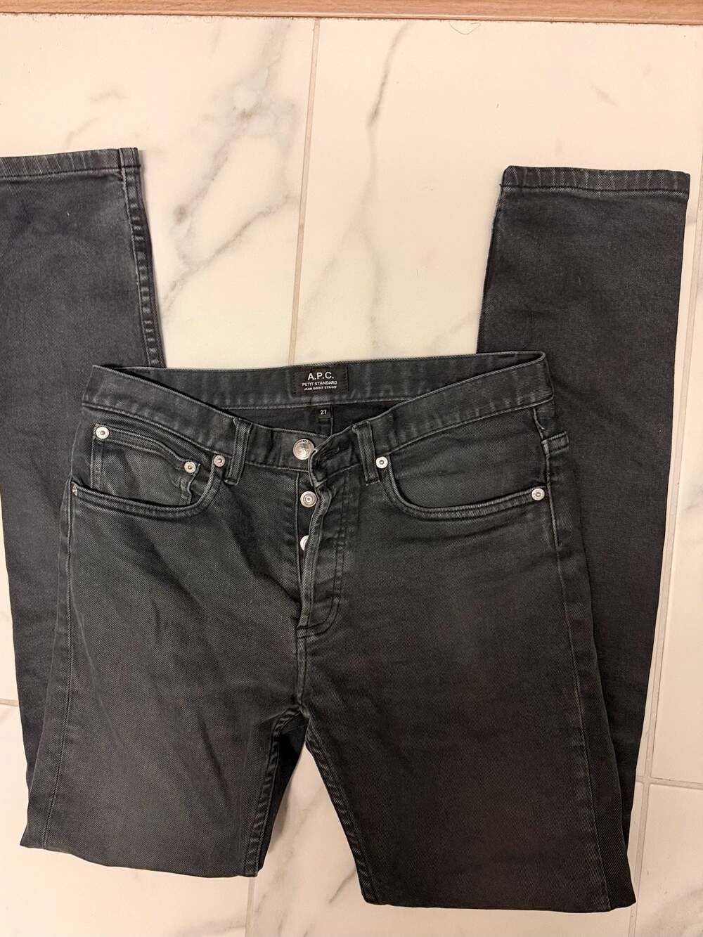 A.P.C. Petit Standard Washed Black Denim Jeans Size 27